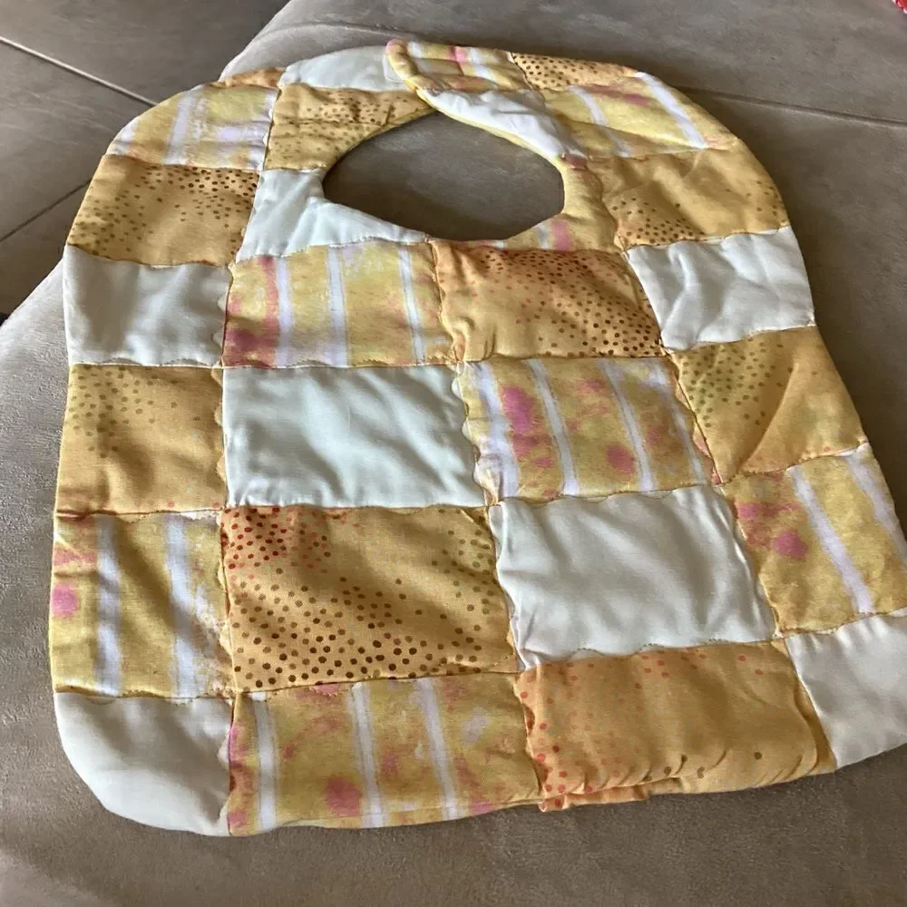 Handmade Double Sided Quilted Yellow Baby Bib
